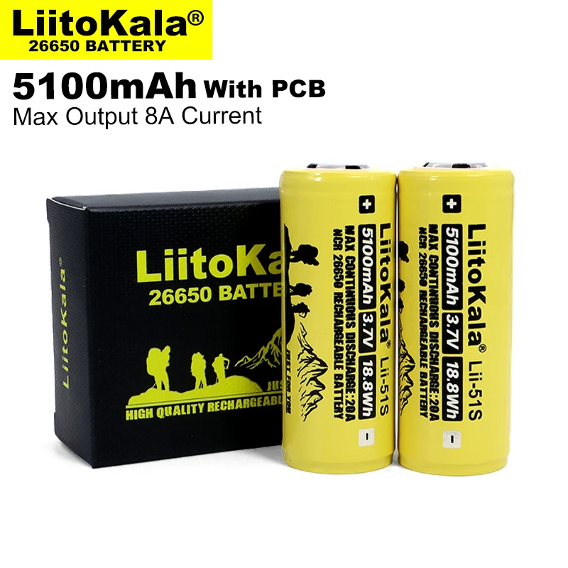 Liitokala Lii-51S 3.7V 18500 26650 18650 18350 AA AAA 1.2V NiMH Rechargeable Lithium Battery + BMS