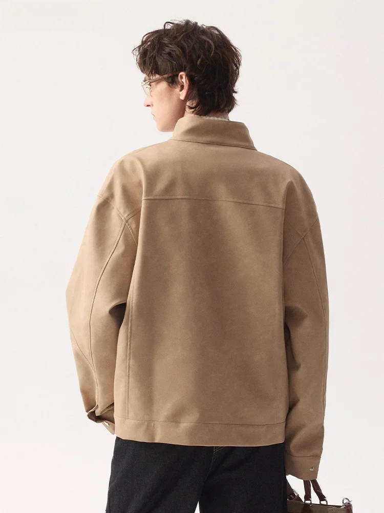 Omjk الأمريكية الرجعية تفكيك المرقعة الوقوف طوق الرجال الجلود Jaet الخريف الشتاء الاتجاه الجديد العلامة التجارية كول دراجة نارية S... #4