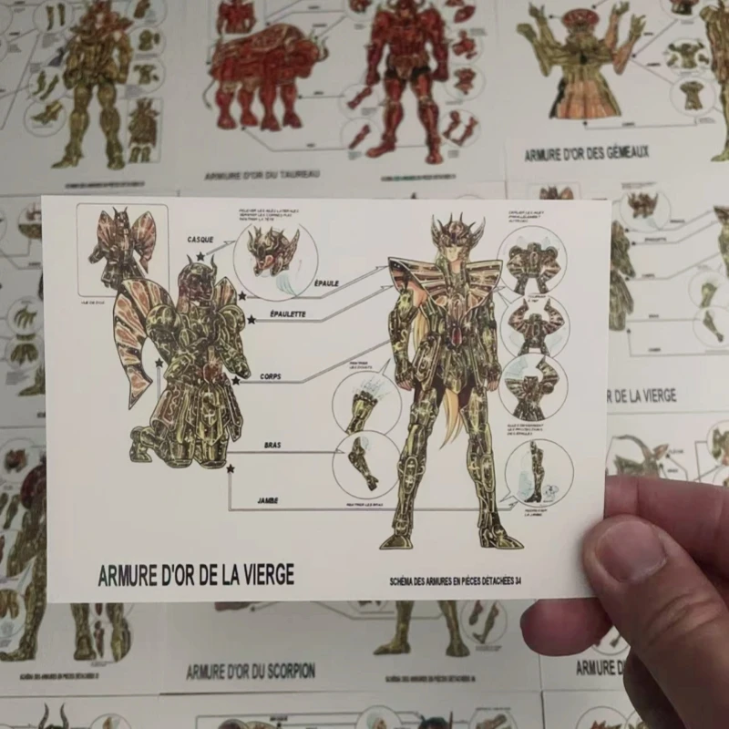 

Saint Seiya Character Cards A set of 12 Postcards Knights of the Zodiac Gold Cloth Saint' Cloth Disassembly and Assembly Diagram