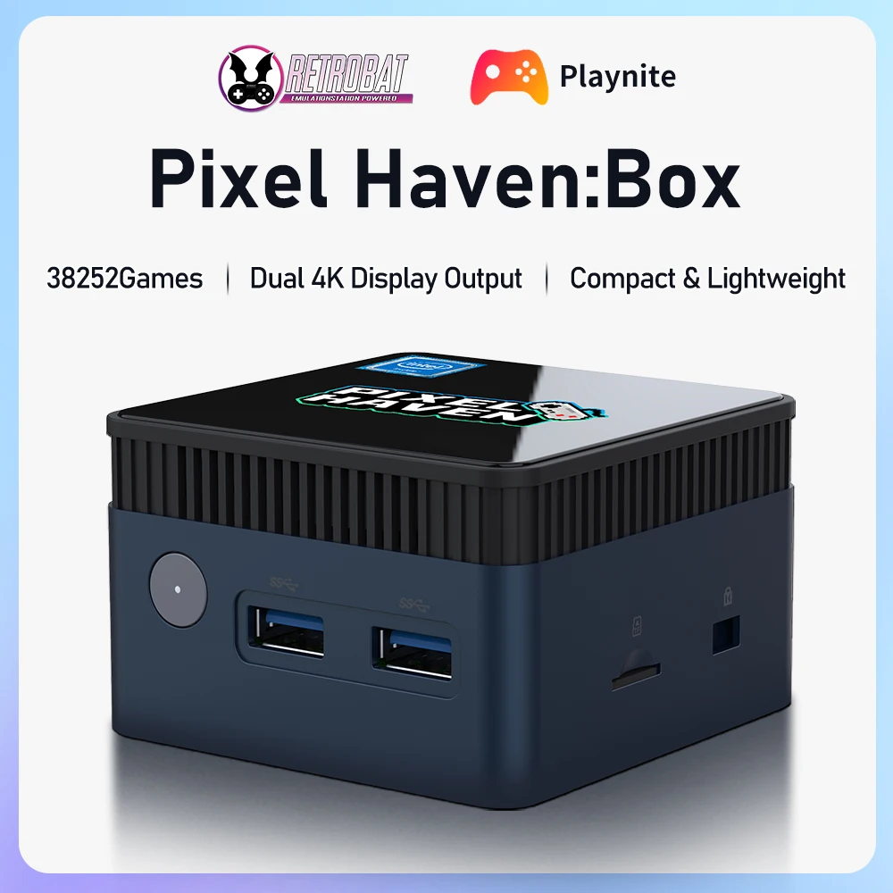 Consolas de videojuegos Pixel Haven Box, MINI PC, caja de juegos Retro con 38252 juegos, nuevo Intel N100 de 12. a generación, Plug & Play Quad-Core