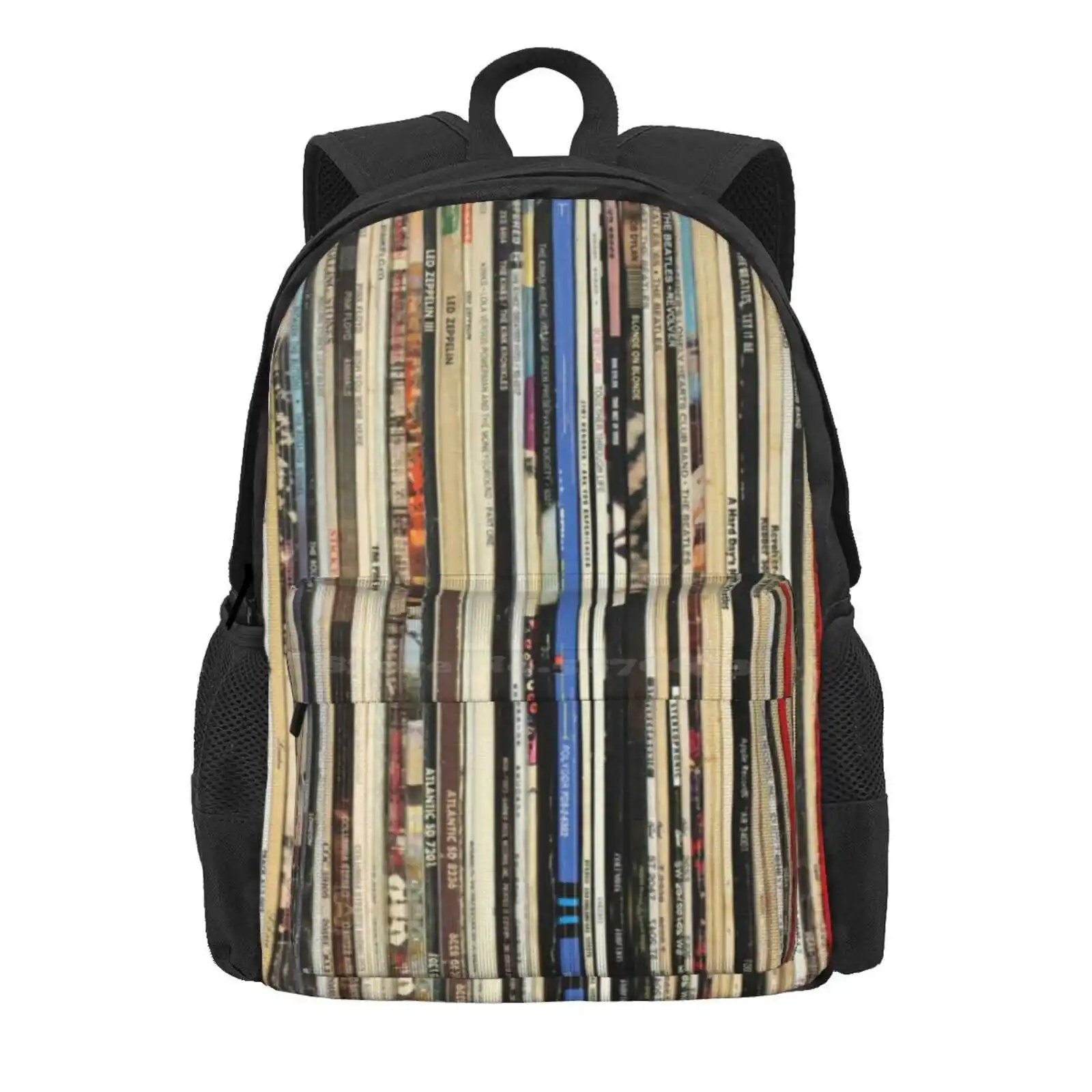 Classic Rock Vinyl Records Hot Sale Schoolbag Backpack Fashion Bags Retro Vintage Record Collector Vinyl Junkie Vinyl Addict