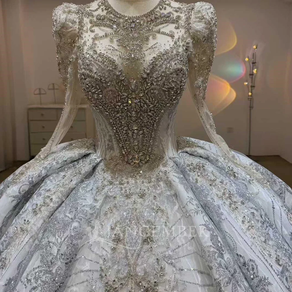 ชุดแต่งงานเจ้าหญิงสุดหรู ทรงบอลกาวน์ ผ้าออร์แกนซ่า คอทรงโอ ชุดเจ้าสาวแบบมีชายกระโปรงยาว สามารถสั่งตัดได้  ชุดแต่งงานแบบผูกเชือกด้านหลัง