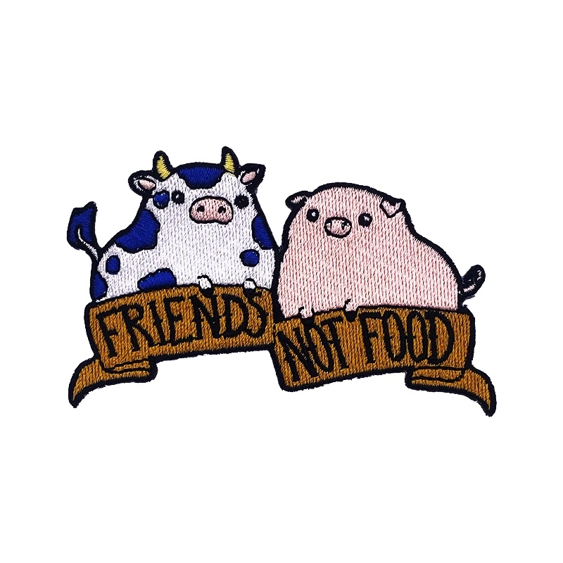 Distributor Cute Animal Little Cow And Pig Embroidery Fashion Patches Cartoon Corporate Logo Patterns Embroidery For Friend Gift