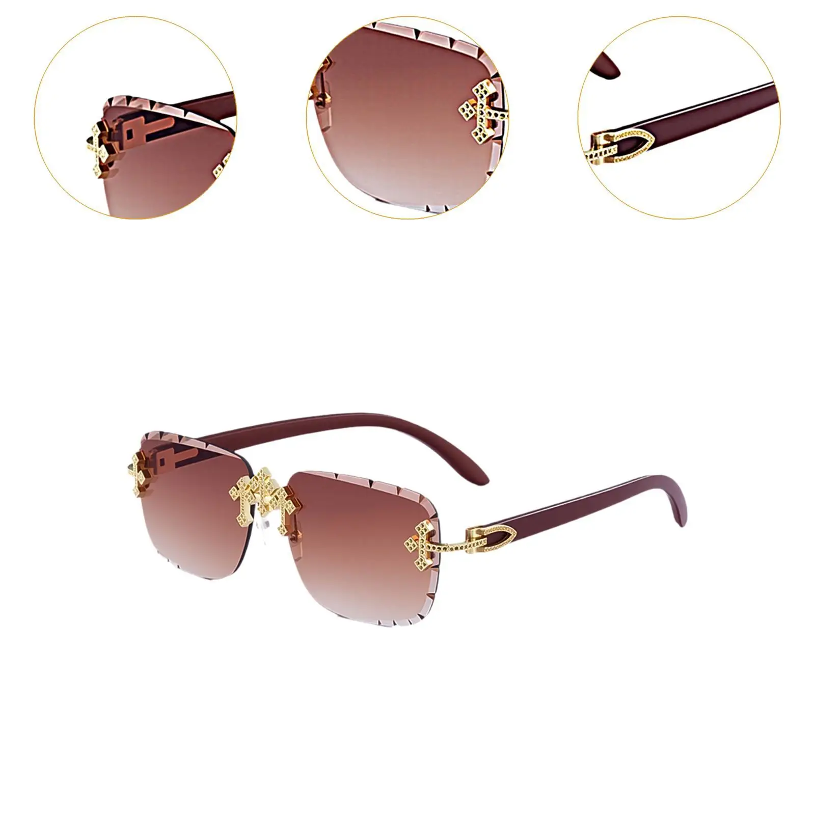 نظارات شمسية مستطيلة بدون إطار نظارات شمسية حديثة للقيادة نظارات بدون إطار للسفر والحفلات والسفر على الشاطئ في الهواء الطلق