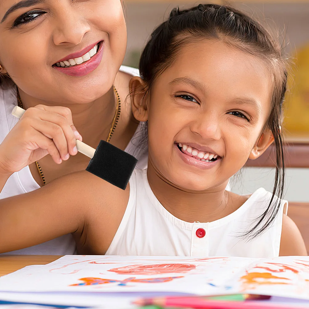 

15Pcs Wooden Handle Kids Sponge Brushes Painting Tools DIY Creative Drawing Sponges for Graffiti Crafts Sponge Brush