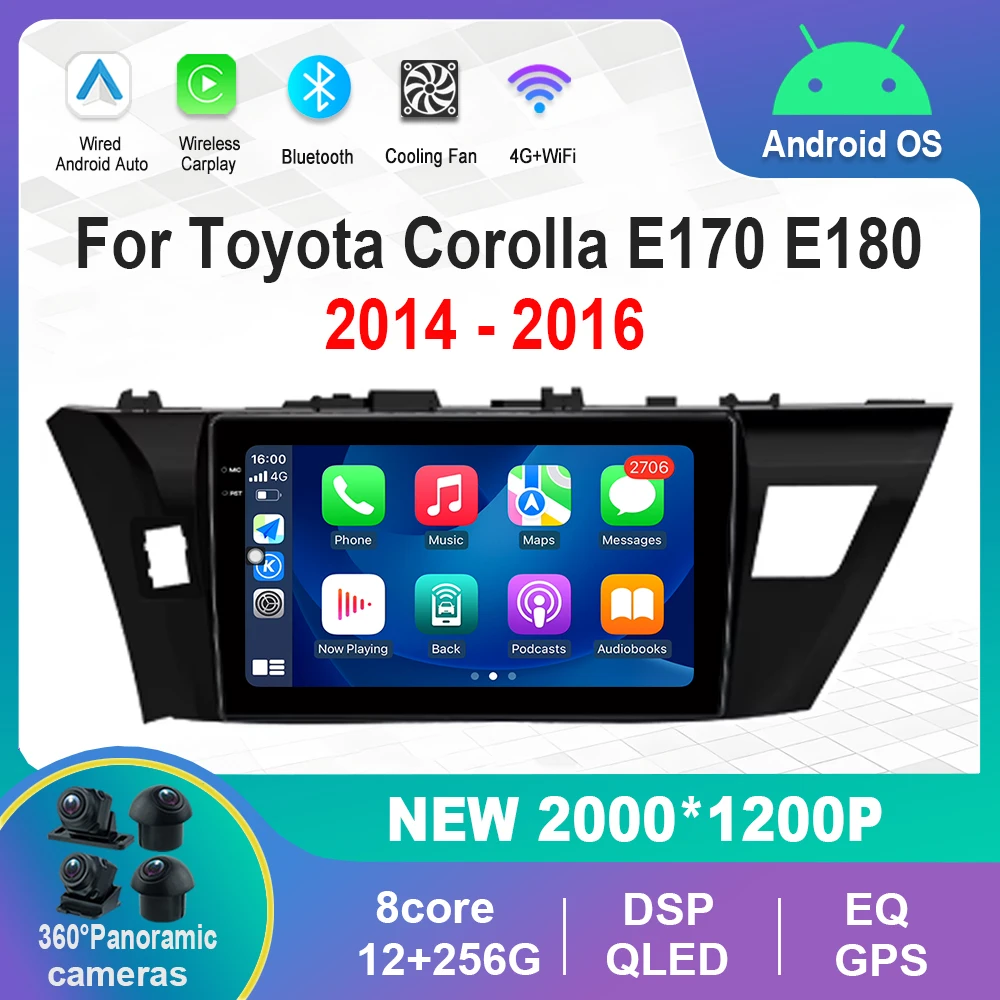 

10.1 '' GPS Navigation Android Carplay 4G Car Video Multimedia Player for Toyota Corolla E170 E180 2014 - 2016 WiFi Touch Screen