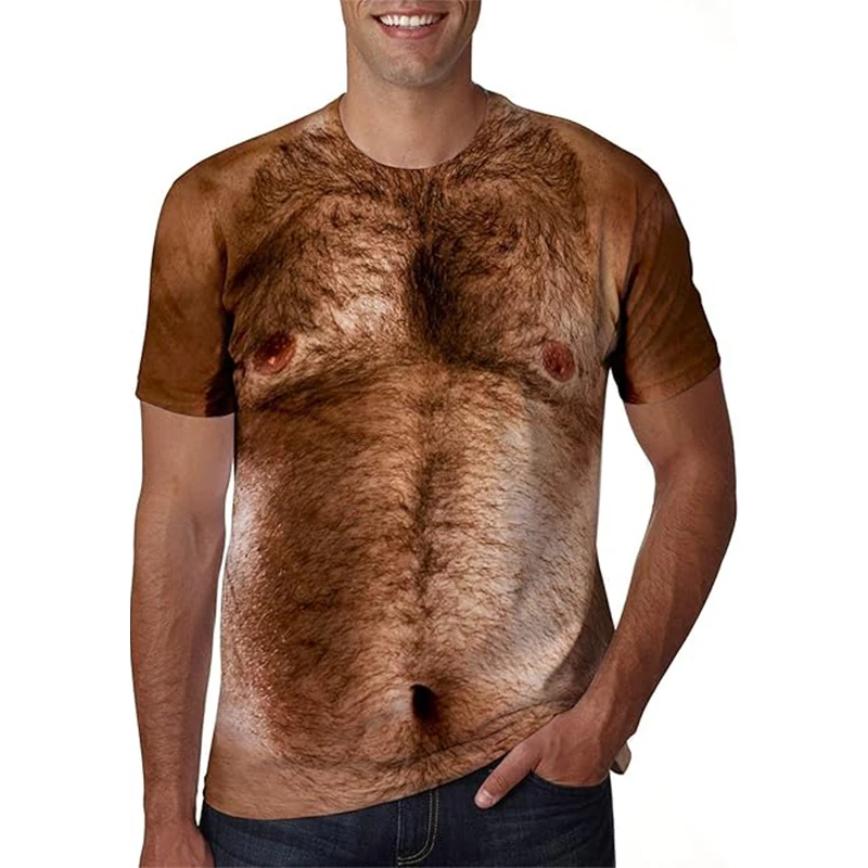 

Funny Muscular Man Fat Guy Big Belly Graphic T Shirt for Men Clothing Cosplay 3D Printed T-Shirt Unisex Short Sleeve Tops Tees