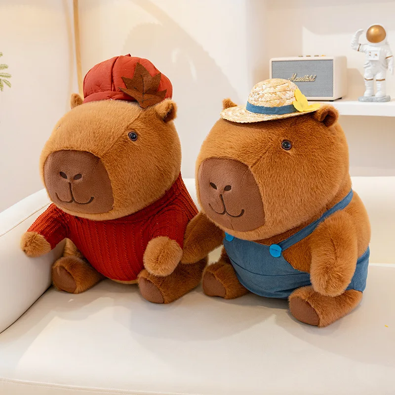 

New Capybara Plush Toy with Clothing Outfit Cute Animal Stuffed Doll Kawaii Meme Plushie Comfort Toy Gift for Kids All Ages