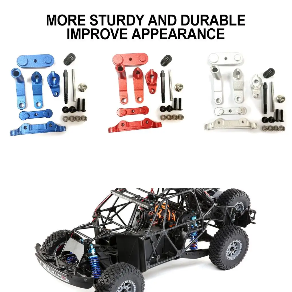 Servo Saver dello sterzo ad alta precisione in lega di alluminio completo per 1/10 LOSI Baja Rey 4WD RC Car Part RC accessori per auto blu scuro