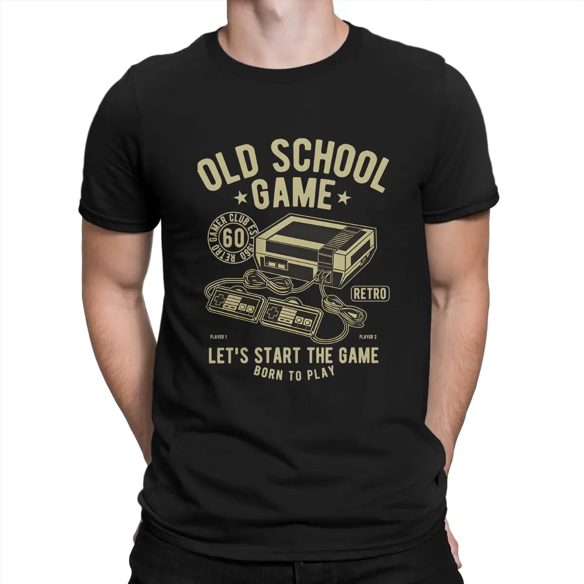 Lets Start The Game Man\'s TShirt Arcade Old School Game O Neck Short Sleeve 100% Cotton T Shirt Funny Top Quality Birthday Gifts