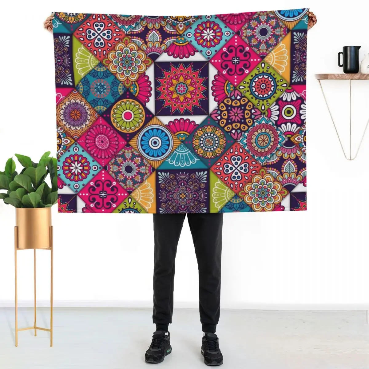 

Ethnic / hippie pattern patchwork Throw Blanket Cozy Warm Blanket for Bed Room Decor