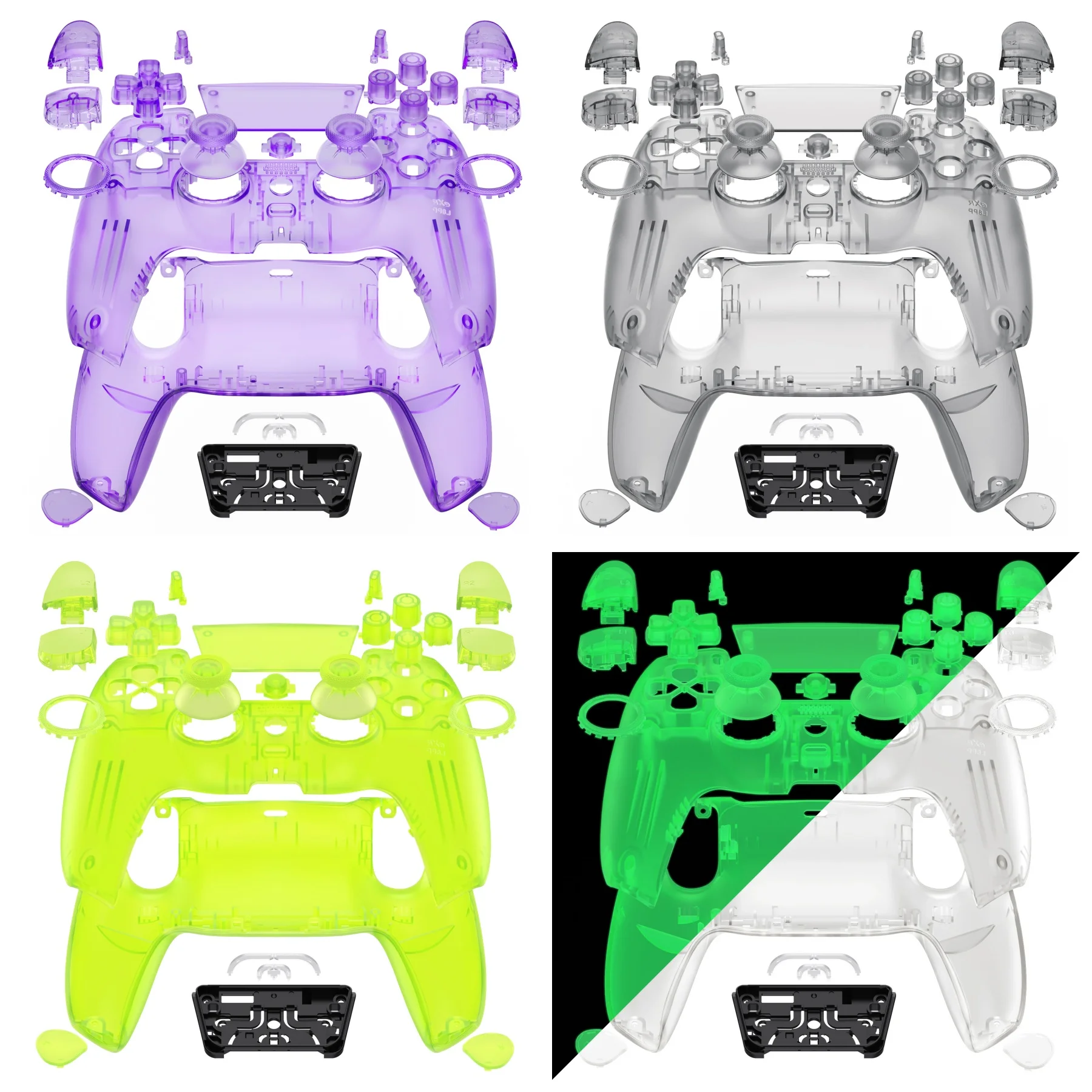 eXtremeRate Luna, neu gestaltete komplette Gehäuseschale, Tasten, Touchpad-Abdeckung für PS5-Controller BDM-030/040/050 – Clear Series
