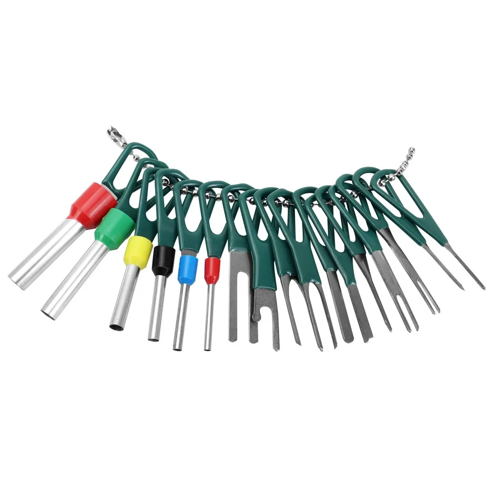 Stainless Steel Automotive Connector Pin Extractor Kit 172 PCS with Ergonomic Green Handles and Organized Waterproof Case