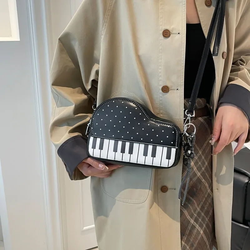 

2025 Fashion Bags for Women Exquisite Niche Women's Handbags PU Zipper Piano Shape Crossbody Bags Autumn/winter Design Sense