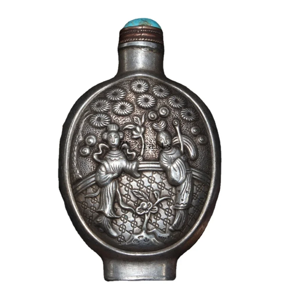 

Collecting Old Chinese Tibet Silver Handmade Turquoise Figure Snuff Bottle Ornaments