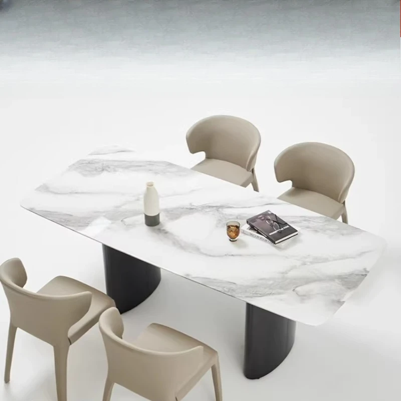 

Italian minimalist marble dining table rectangular household dining table 2025 new dining table and chair combination