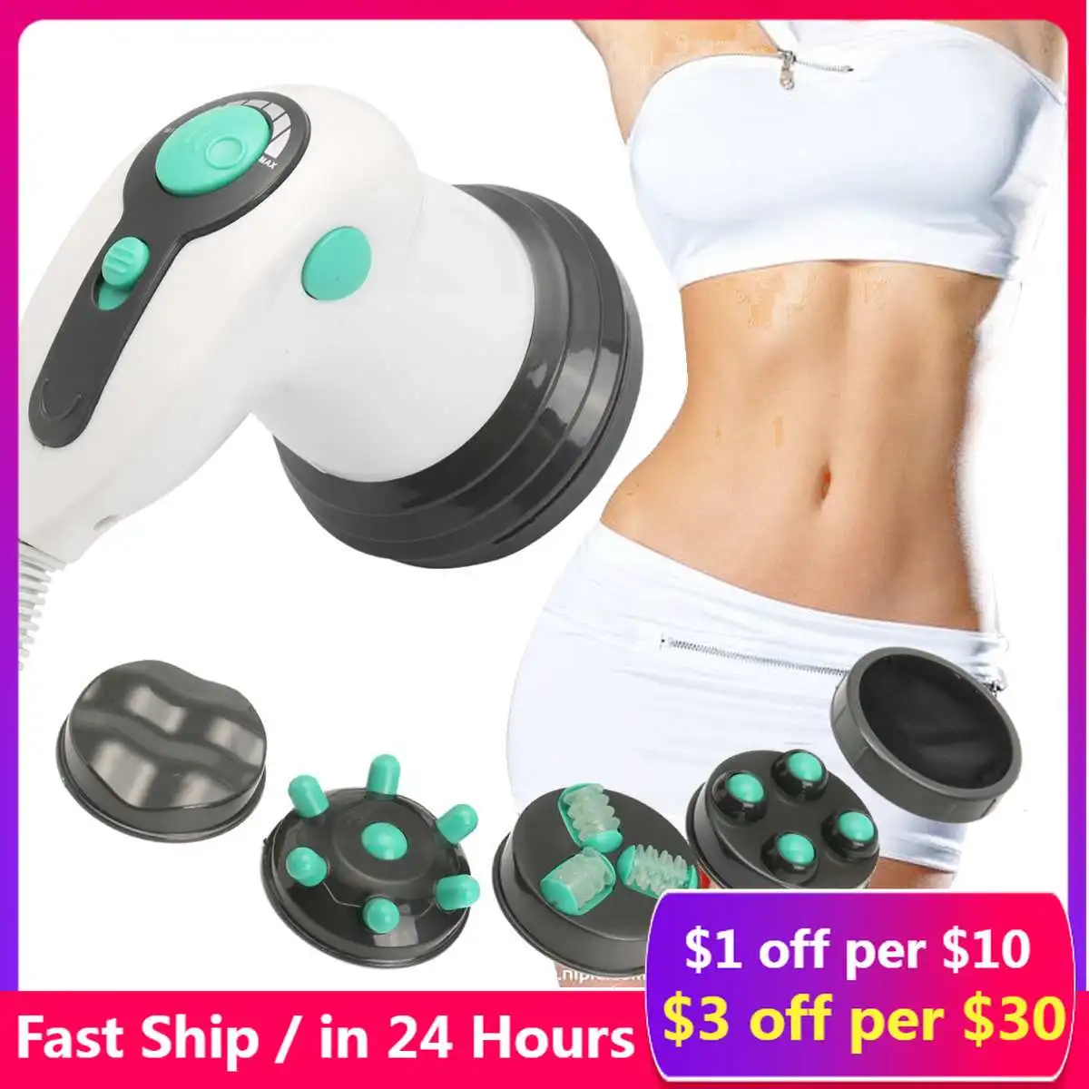 

6 in 1 Full Relax Tone Spin Body Massager 3D Electric Full Body Slimming Massager Roller Cellulite Massaging Smarter Device