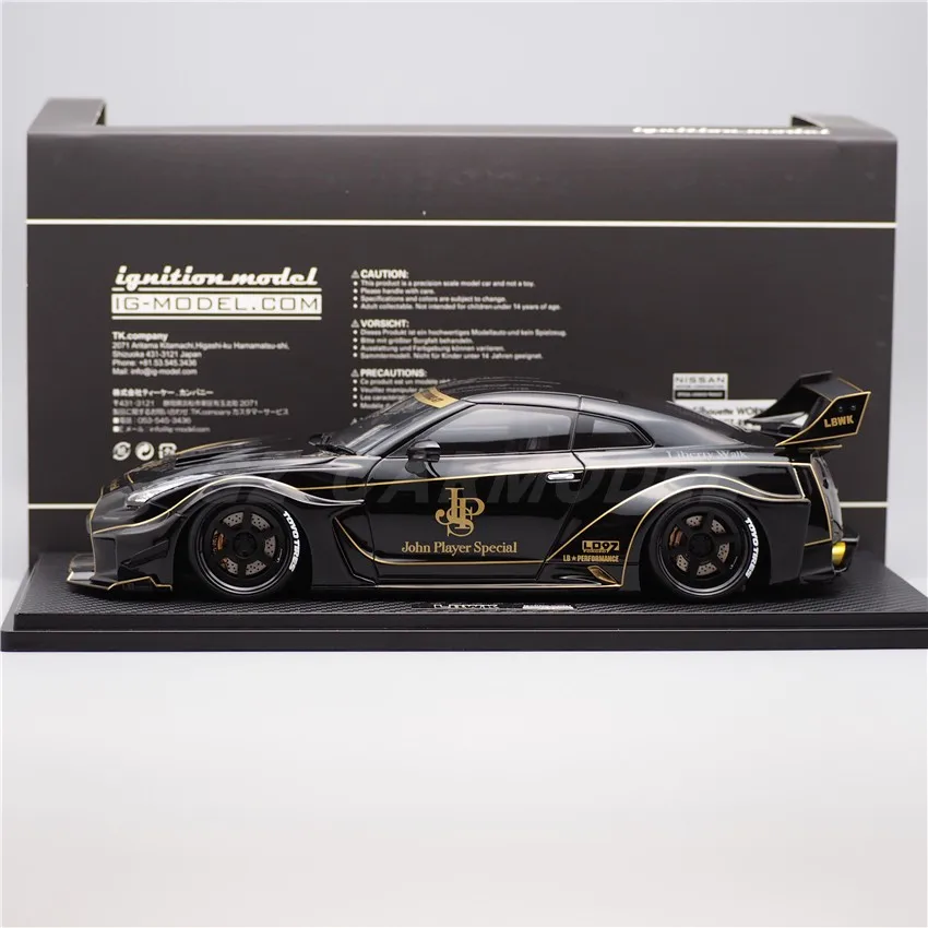 IG 1:18 R35 JPS LB Silhouette WORKS GT 35GTRR Black JDM Simulation Limited Edition Resin Metal Static Car Model Toy Gift