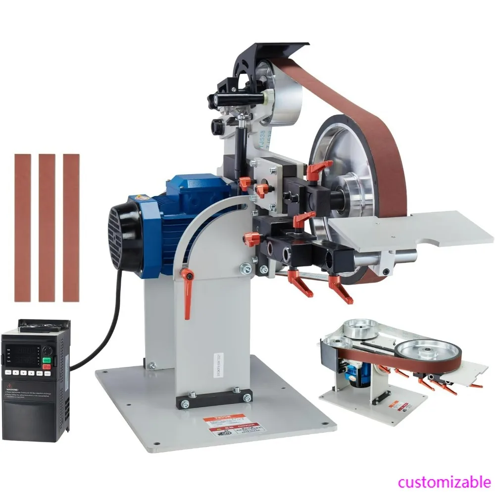 

72-Inch Variable Speed Belt Grinder and Polisher with VFD, 1500W Knife Sharpener Including 3 Grinding Molds and 3-Piece Ac