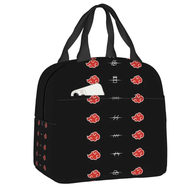 Bolsa de almuerzo Akatsuki Cloud Anime Narutos, caja Bento térmica aislada reutilizable para mujeres, niños, escuela, viajes, bolsas de comida