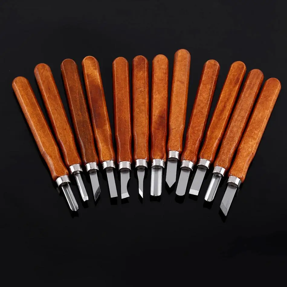 New 12pcs Wood Carving Chisels Tools Wood Carving for Woodworking Engraving Olive carving knife handmade Knife Tool set