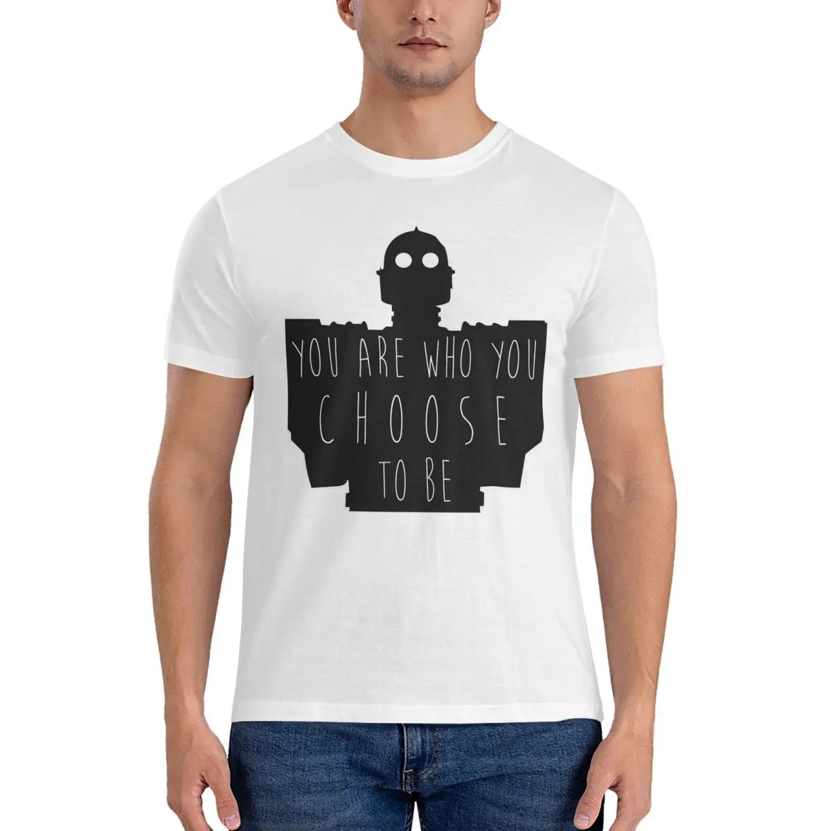 Men's You Are Who You Choose To Be T Shirts Iron Giant 100% Cotton Tops Vintage Short Sleeve Crewneck Tees Gift Idea T-Shirt