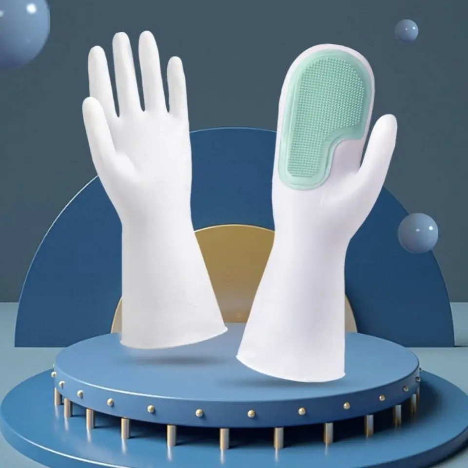 [Dishwashing artifact does not hurt hands] Dishwashing gloves rubber gloves kitchen supplies waterproof, warm and durable