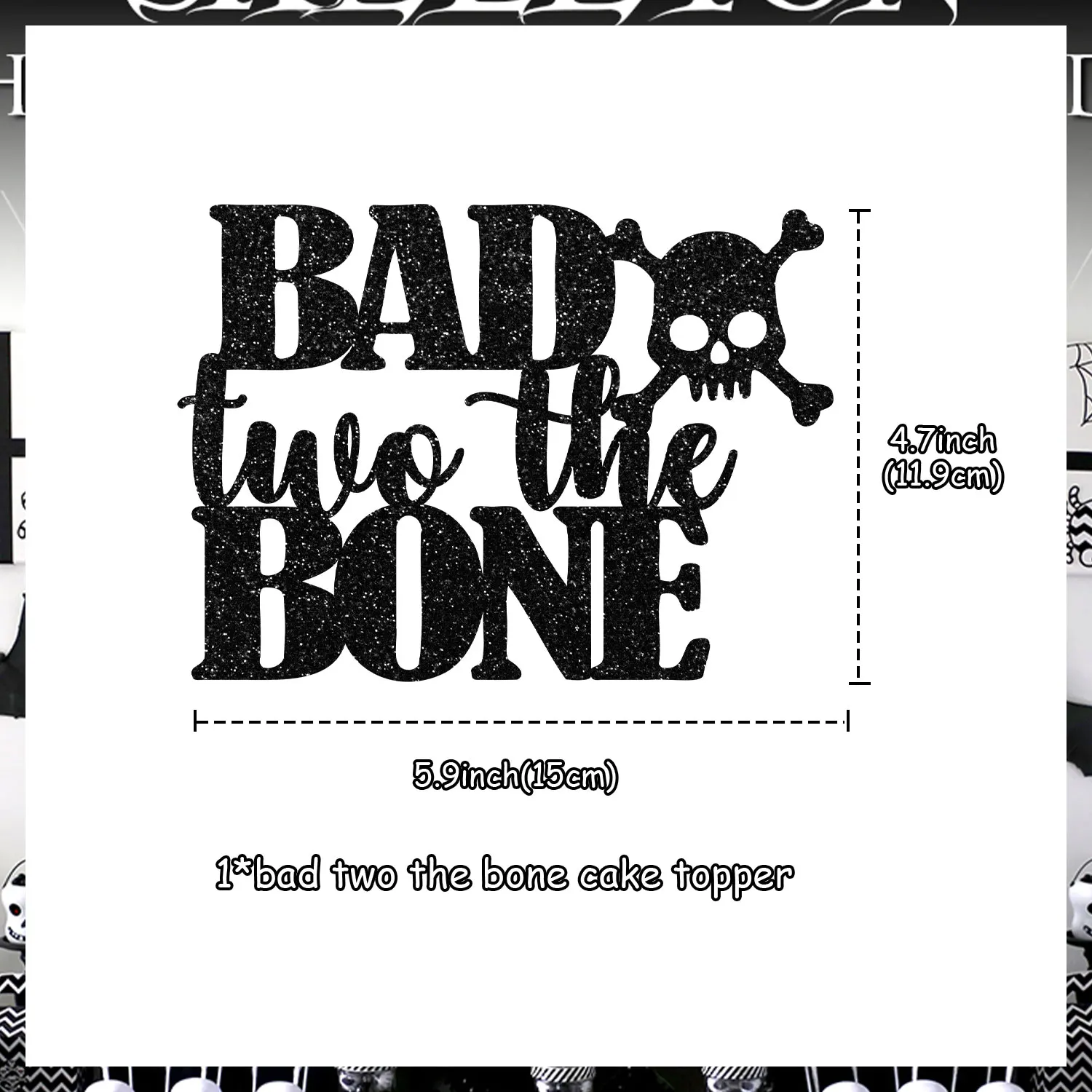 Bad 2 The Bone 2nd Birthday Cake Topper, Party Decor, Skull, Rock N Roll, Music Theme, 90s Party Supplies