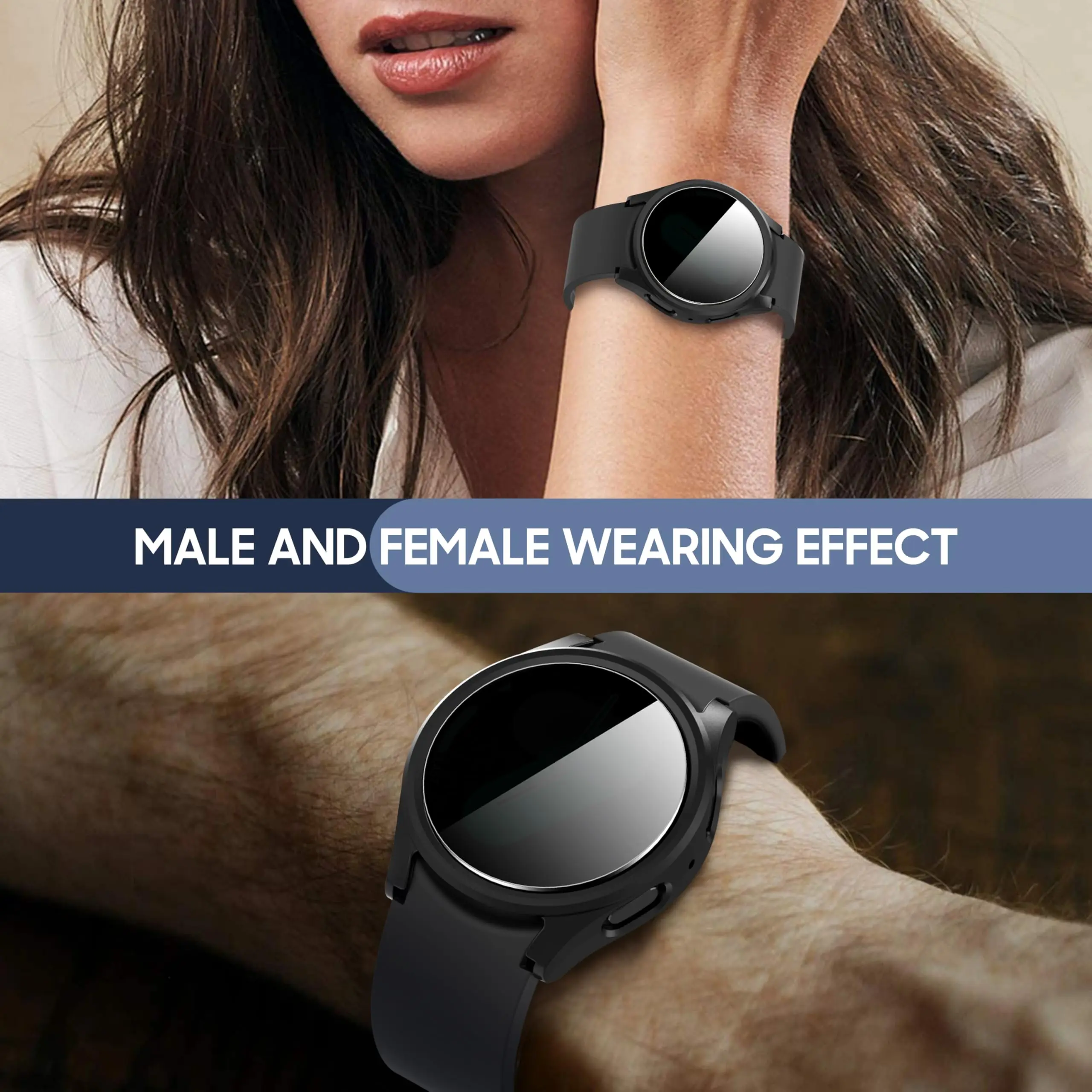 Tempered Glass+Privacy case for Samsung Galaxy watch 7 44mm 40mm PC Anti-Spy Shockproof Overall Protective Cover galaxy watch 6