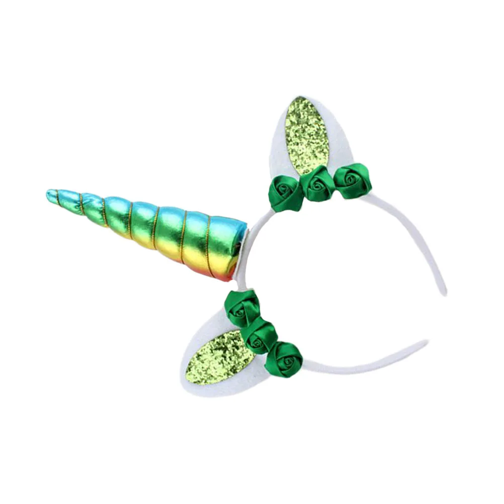 

Green Rose Headbands St Patrick's Day Unicorn Hair Accessories Lightweight Comfortable Party Supplies Hoops Headdress
