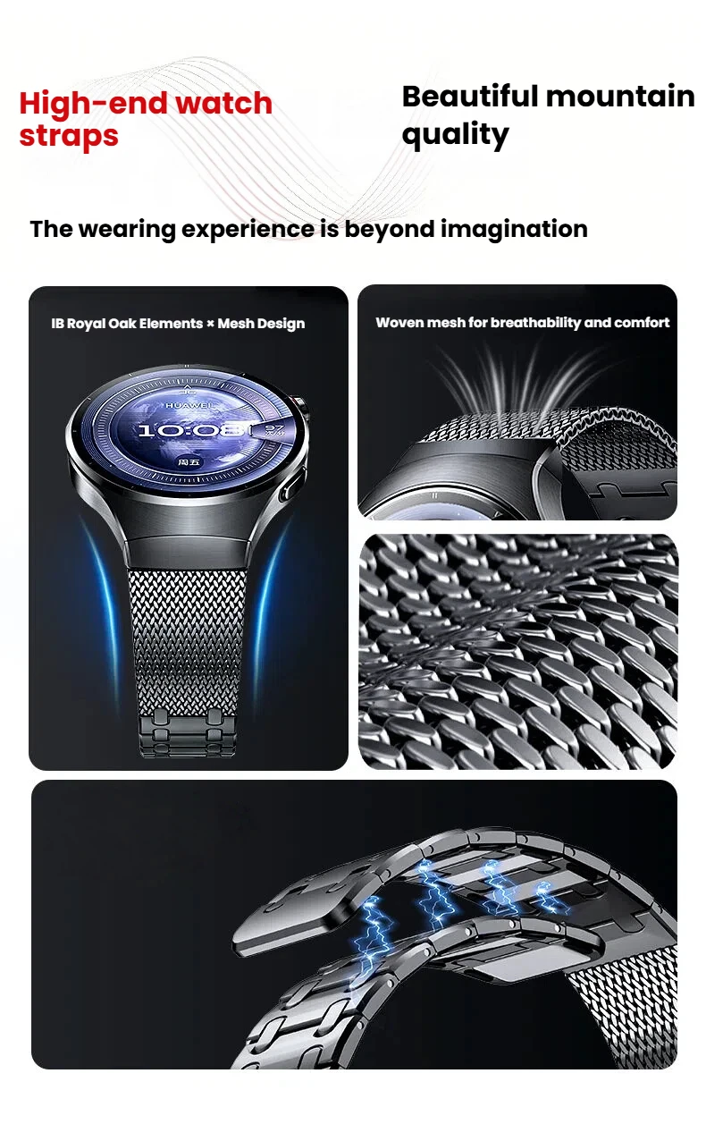 DLC Kratzfestes Edelstahl-Uhrenarmband, verstellbares, doppelt magnetisches Mesh-Armband für Huawei Watch GT5 Pro – Detail 3