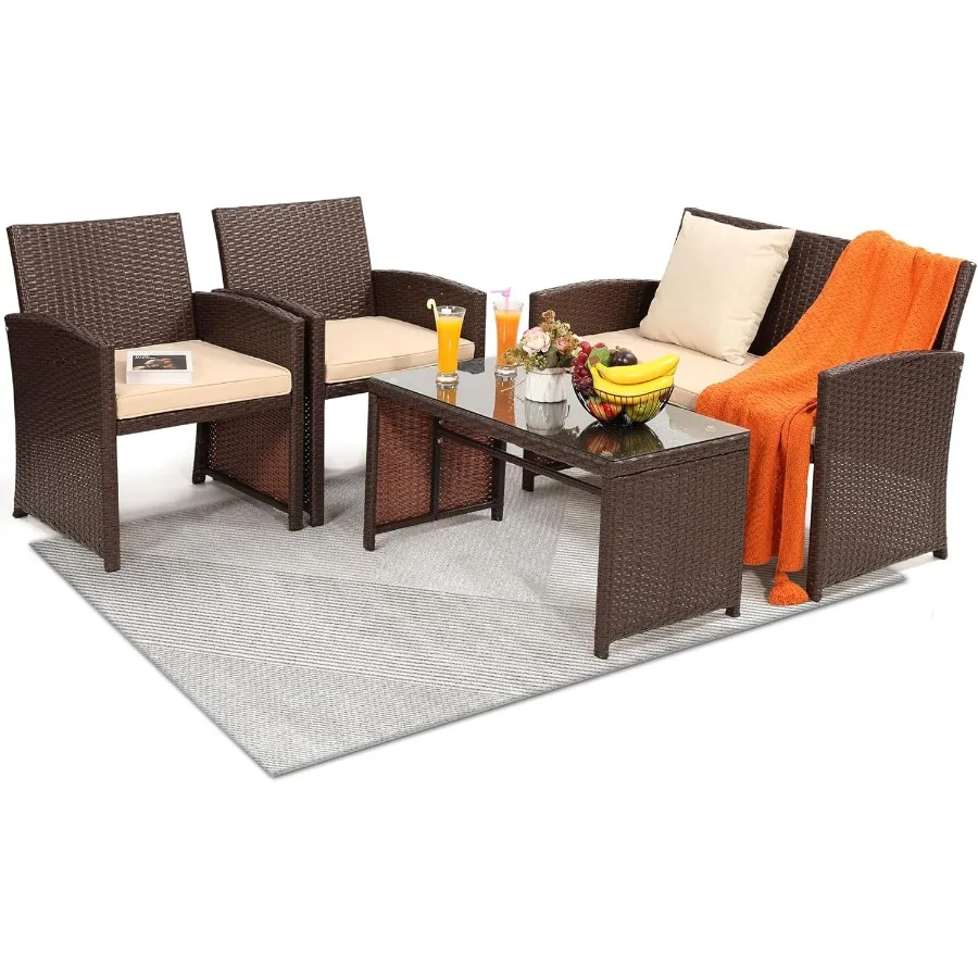 4 Pieces Rattan Pat… - image