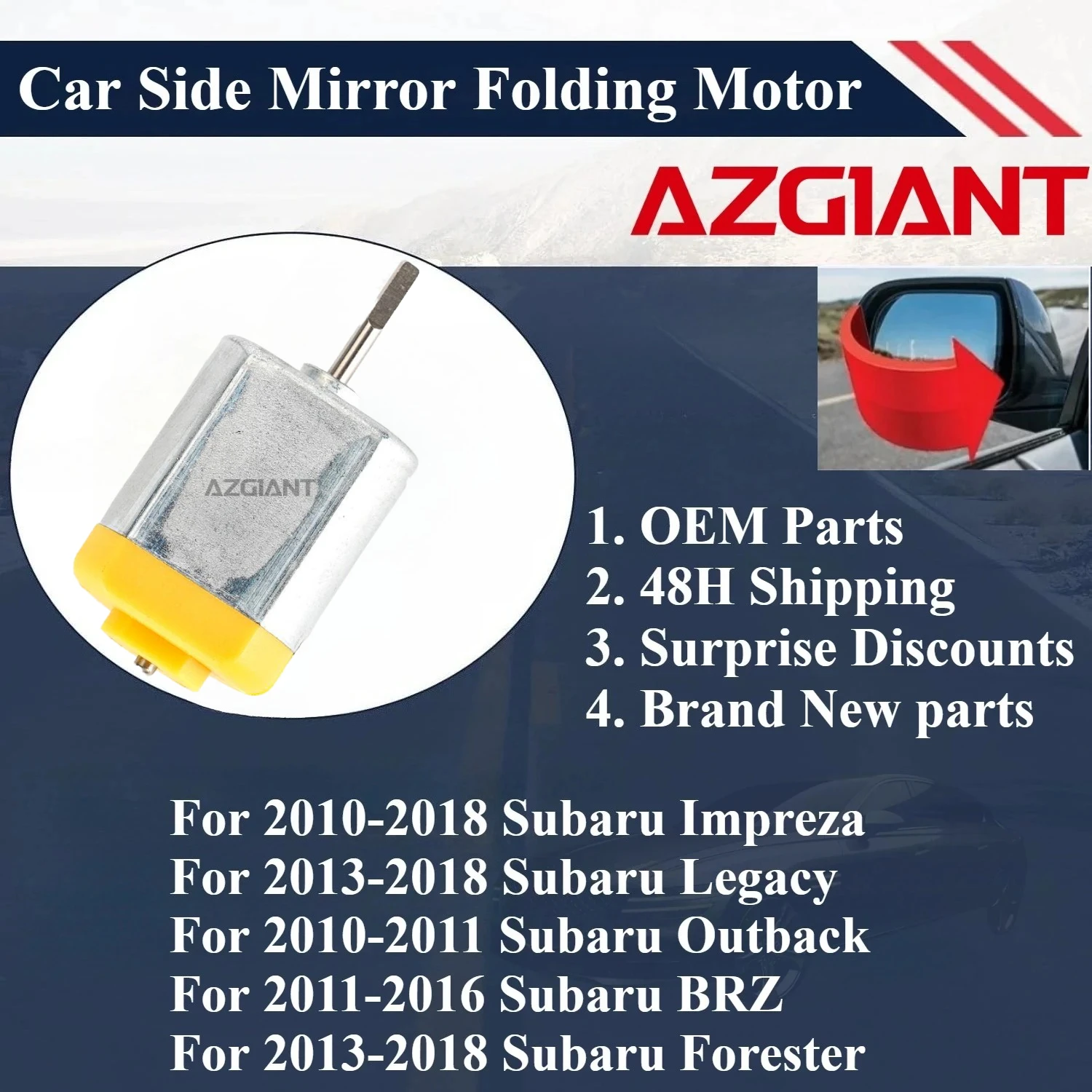 

For Subaru Impreza 2010-2018/Legacy/Outback 2010-2011/BRZ 2011-2016/Forester 2013-2018 AZGIANT Car Side Mirror Folding Motor OEM