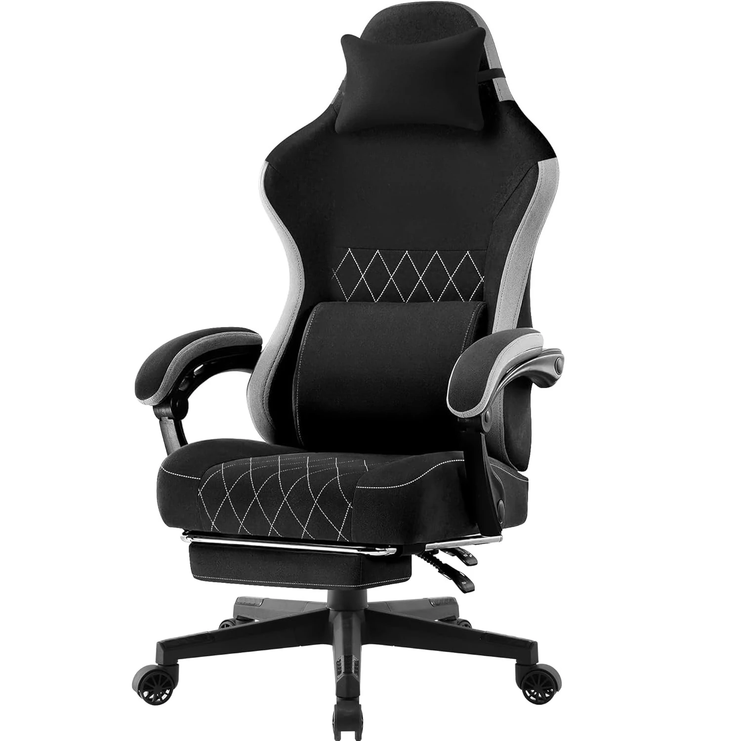 

Эргономичное игровое кресло с высокой спинкой, тканевой обивкой, пружинным матрасом, поясничной поддержкой и подставкой для ног для больших и высоких офисных столов, на заказ