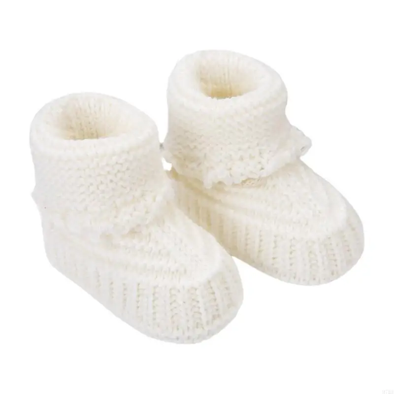 97BE Baby Booties newborns First Walkers Soft Knit Shoes Elegant Knit Baby Booties Comfortable Wearing for Infant Boy & Girls view 5