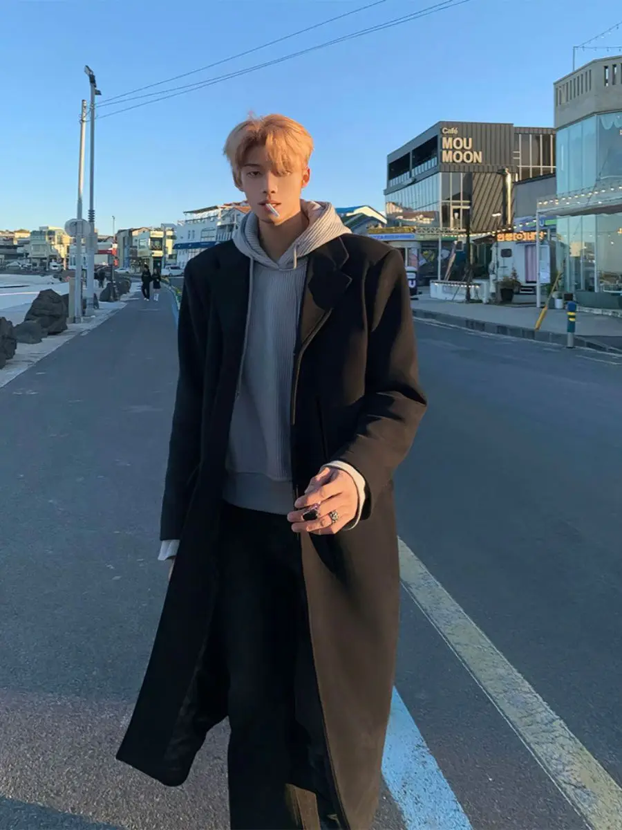 

Пальто из шерстяной смеси с поясом, мужское, удлиненное, макси, в пол, с полным покрытием, эффектное, драматичное, теплое