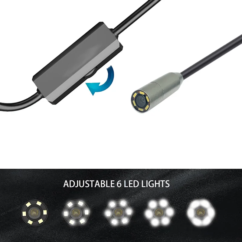 Caméra endoscopique Android 3 en 1 6.5mm micro USB type C boroscope mini étanche LED inspection de voiture pour HUAWEI XIAOMI PC