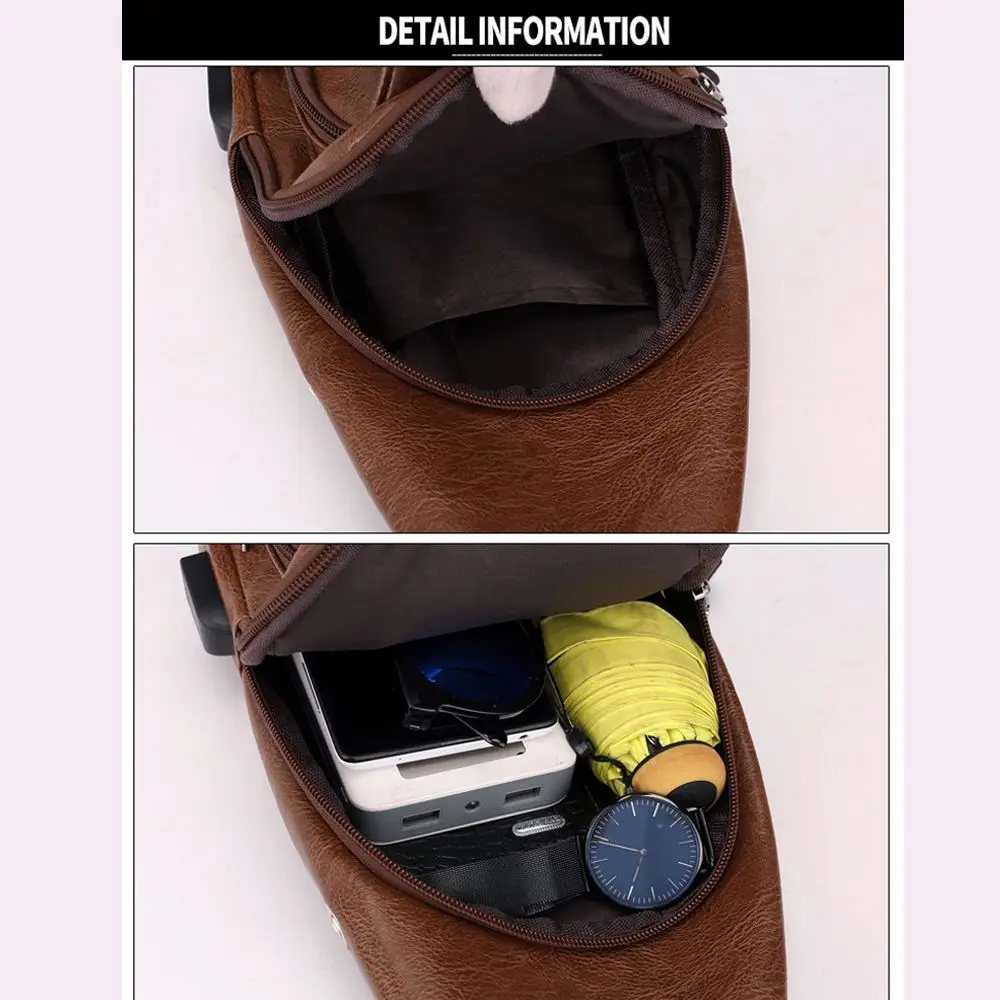 Fashion Travel Anti Theft Sports Handbag Chest Pack USB Charging Shoulder Bag