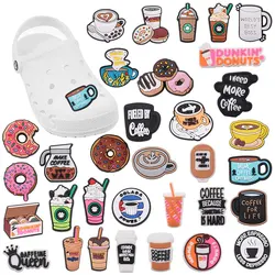 Hot Sale 1pcs PVC Shoe Charms Beverage Coffee Donut Ice Cream Accessories Sandal Shoes Decoration For Wristbands Kids X-mas Gift