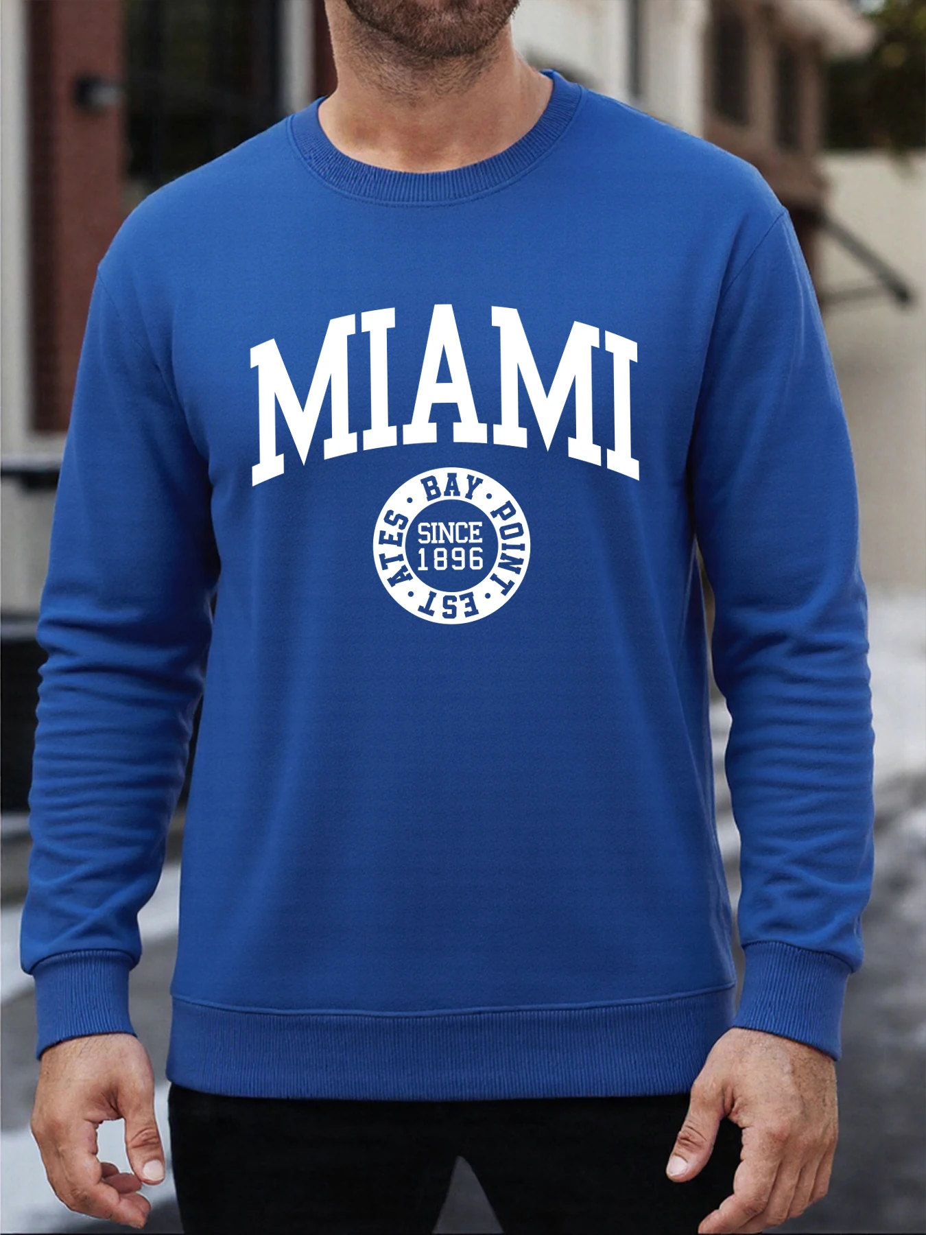 Miami Seit 1896 Brief Drucke Pullover Männer Herbst Warme Sweatshirt Oversize Fleece Kleidung Weiche Casual Streetwear All-Match