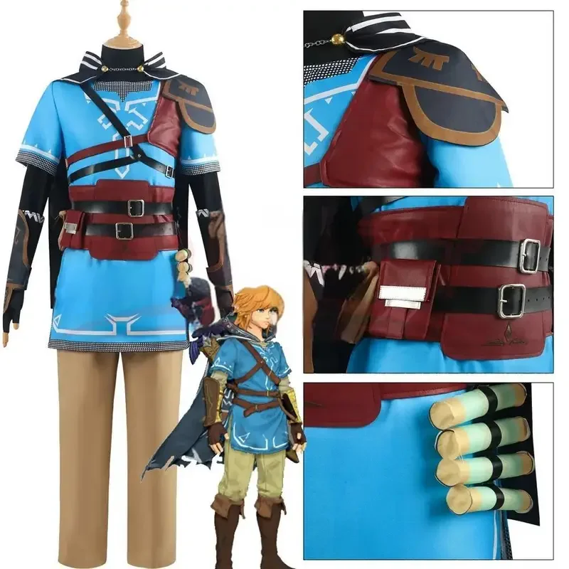 Game Zelda Cosplay Breath of the Wild Link Cosplay Costume Shirt Cloak Accessories Sets Adult Kids Outfit For Carnival Party