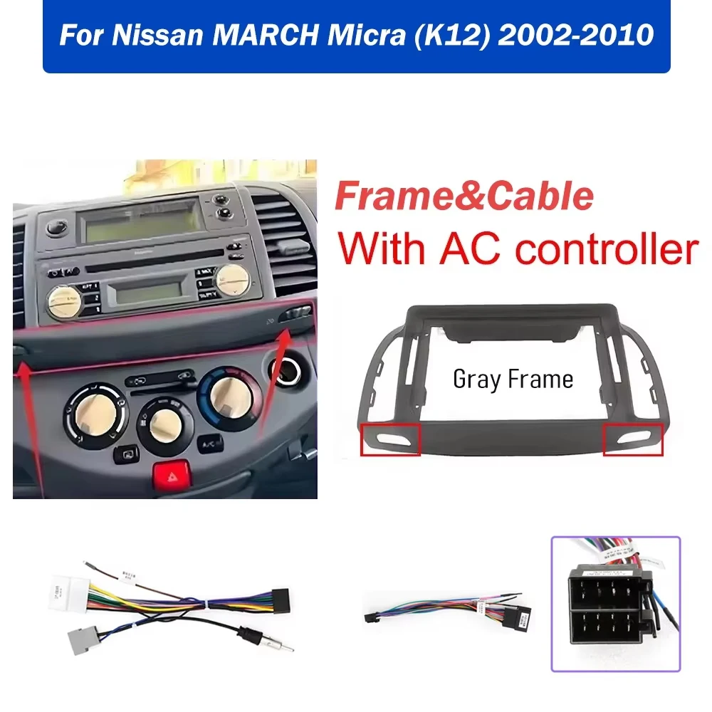 9 Inch Car Radio Frame For NISSAN MARCH 2002-2010 Stereo Android Player Casing Frame 2 Din Head Unit Fascia Install Accessories