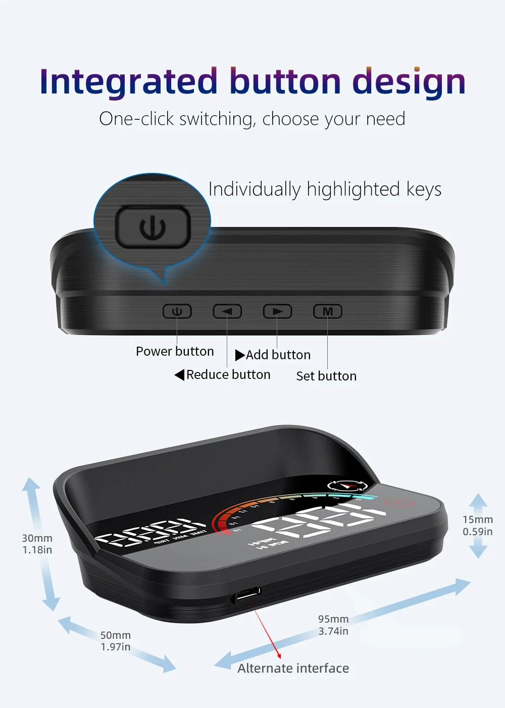 GPS M22 Auto-Smart-High-Definition-Digital-Messgerät Head-Up-Display KM/H Digital HUD Universeller Geschwindigkeits-Windschutzscheiben-Projektor Plug&Play – Detail 8
