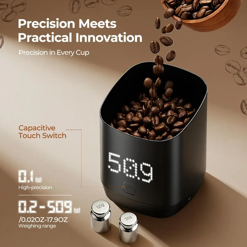 Smart Coffee Weighing Cup Electronic Scale Precise Dosing Rechargeable Portable Espresso Coffee Measuring Cup