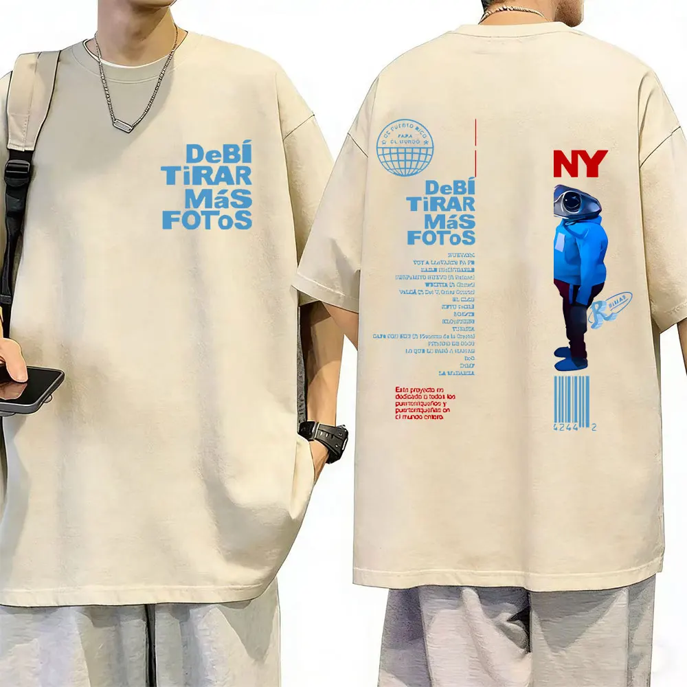 

Rapper Bad Bunny Debi Tirar Mas Fotos DTMF Vintage Washed T-shirt Men Women Hip Hop Fashion Oversized T Shirts Streetwear Unisex