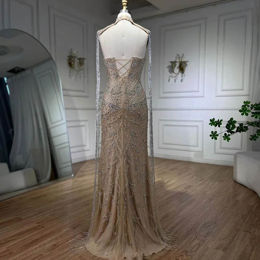 Customized Silver Nude Mermaid Tassel Beaded Luxury Evening Dresses Gowns  For Women Wedding Party LA72237 - AliExpress 320