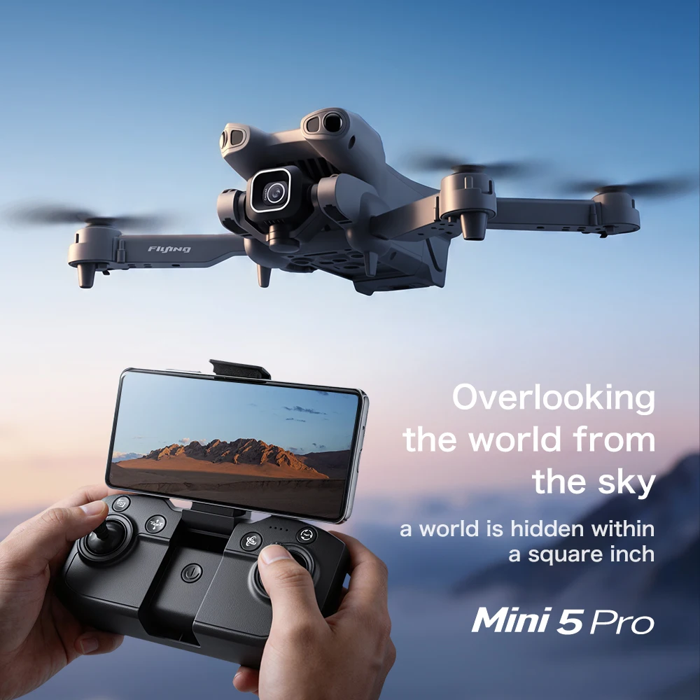 Mini5 Pro Foldable Aerial Photography Drone 95g Entry-Level Quadcopter Optical Flow Hovering High-Definition Real-Time Image Transmission One-Key Control Gesture Photography Aerial Photography Remote Control Aircraft/W