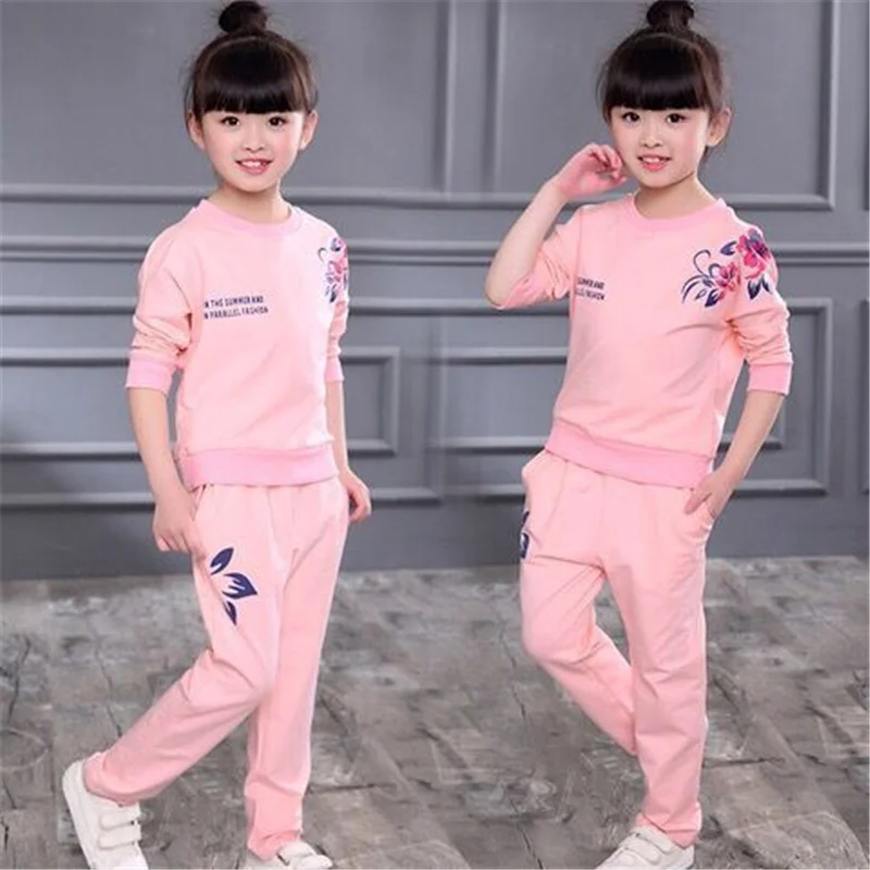 

2023 Autumn Sprin Kids Girls Clothes Setsg Long Sports Sleeve Shirts + Pants Children's Clothing Suits Teen Girl Clothes