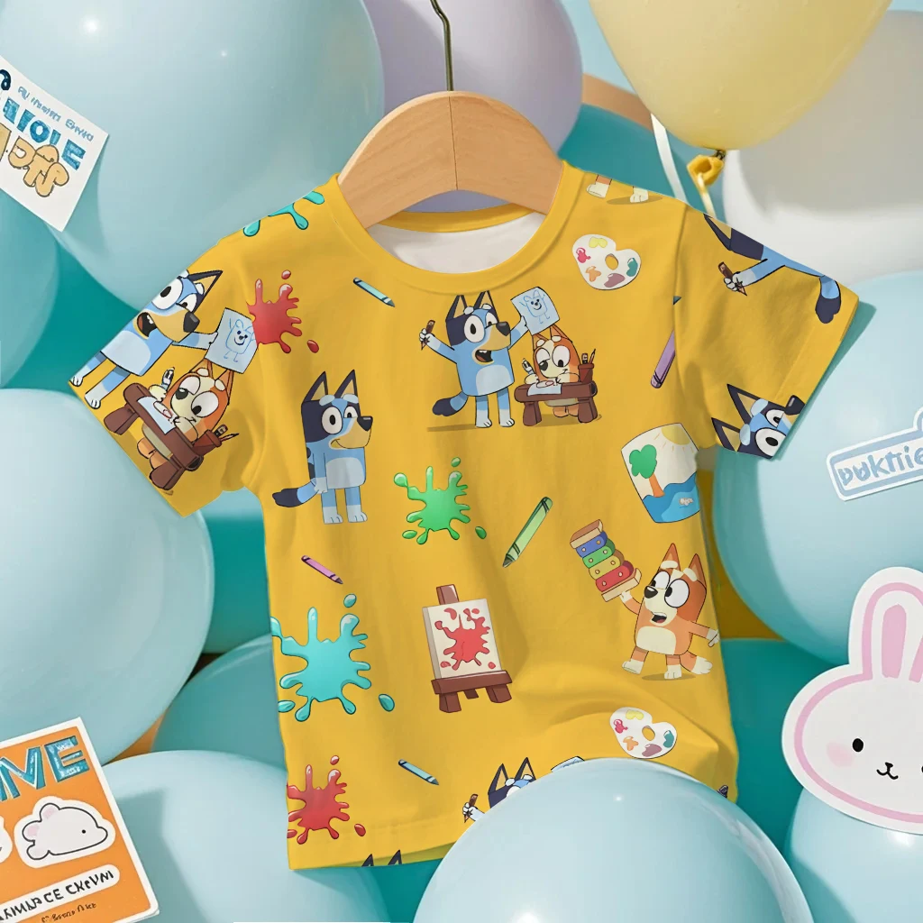 

Футболка с 3D рисунком синего цвета для малышей, летняя крутая дышащая повседневная футболка с короткими рукавами и аниме-принтом для мальчиков и девочек