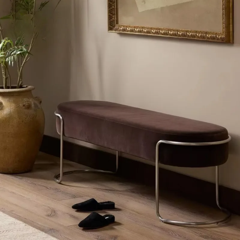 Modern Minimalist Stainless Steel Bench Elegant Bed Bench Durable Living Room Bench for Home